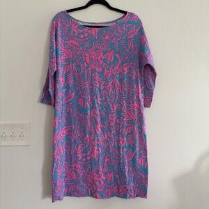 Lilly Pulitzer Dress Stretchy Bracelet 3/4 Sleeves‎ Periwinkle and Pink EUC SzM